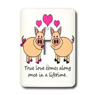 3dRose LLC lsp_6292_1 True Love Comes Along Once In A Lifetime Cute Pig Love Design Single Toggle Switch   Switch Plates  