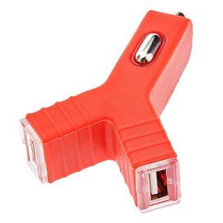 Y shaped Car Charger with Dual USB Ports for iPhone 5 and Others (Optional Colors),Red Cell Phones & Accessories
