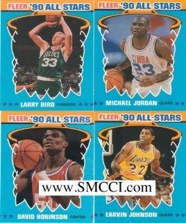 1990 / 1991 Fleer All Stars Complete Mint 12 Card Insert Set with Michael Jordan, Larry Bird, Magic Johnson, Charles Barkley, David Robinson and Others. 