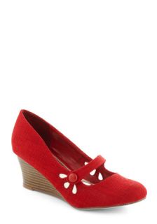 Everywhere You Go Wedge in Red  Mod Retro Vintage Heels