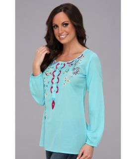 Scully Scully Laila Embroidered Blouse Turquoise