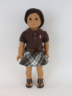 Brown and Plaid Dress Ready for School   Fits 18" American Girl Dolls, Gotz, Our Generation Madame Alexander and Others. Toys & Games