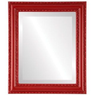 Ornate wood Rectangle Beveled Wall Mirror in a Red, Green & Blue Dorset style Holiday Red Frame 16x20 outside dimensions   Wall Mounted Mirrors