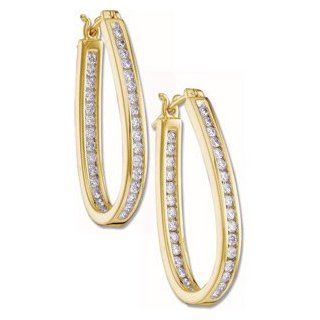 1 ct tw Diamond Inside Outside Hoop Earrings Diamond Designs Jewelry