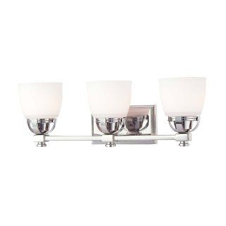 Minka Lavery 6503 613 3 Light Bath Fixture with Etched White Glass from the Brookview Collection, Polished Nickel   Vanity Lighting Fixtures  