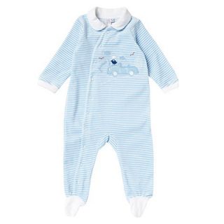 J by Jasper Conran Designer Babies pale blue striped velour baby grow
