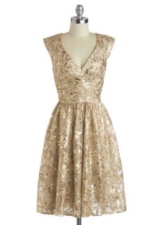Twinkling at Twilight Dress in Champagne  Mod Retro Vintage Dresses