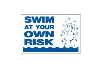 Swim at your own risk Durable Plastic Sign  Swimming Pool Signage  Patio, Lawn & Garden