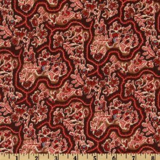 43'' Wide Echoes Of The Past Austen Manor Winding Floral Burgundy Fabric By The Yard