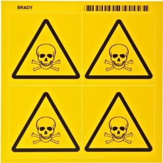 Brady 58578 Pressure Sensitive Vinyl Right To Know Pictogram Labels , Black On Yellow,  2 1/4" Height x 2 1/4" Width,  Pictogram "Poison" (4 Per Card,  1 Card per Package)