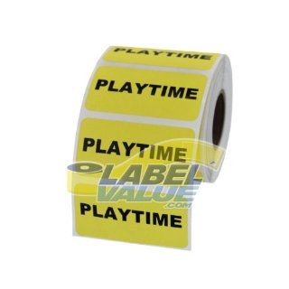 "PLAYTIME" 2x1" Rectangle Yellow Labels   500 Labels Per Roll, 1 Roll Per Package  Color Coding Labels 