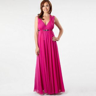 Debut Pink belted empire line evening maxi dress