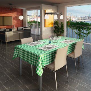 GINGHAM GREEN VINYL EASY CLEAN INDOOR AND OUTDOOR TABLECLOTH PRICE PER METRE  