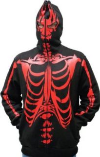 Full Zip Up Skeleton Print Adult Hooded Sweatshirt Hoodie Costume with Face Mask Clothing