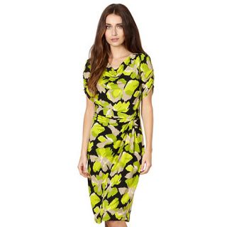 The Collection Lime blurred floral knot front jersey dress