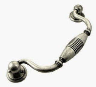 MNG Hardware 15911 5 Inch C/C 6 Inch Overall Striped Clapper Pull, Distressed Antique Silver   Cabinet And Furniture Pulls  