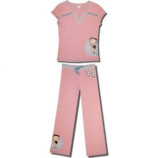 Betty Boop "Pretty Please?" Cap sleeve Cotton Pajamas for Juniors in Pink/Blue   X Large