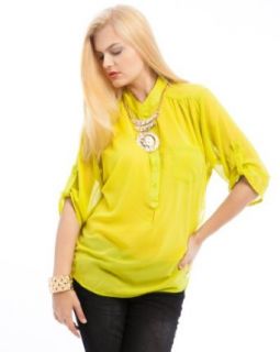 MOD Plus Women's Lace Back Plus Size Shirt Lime Xl (D0101)