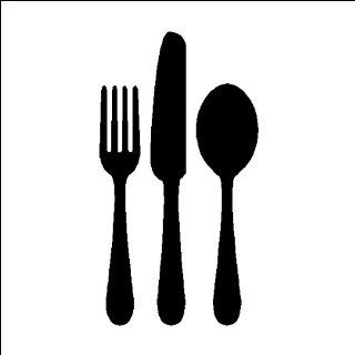 Fork, Knife, Spoon Wall Decal Sticker Removable Kitchen Vinyl Decal (12" X 22"), BLACK   Wall Decor