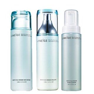 SPECIAL EVENT(FREE INTERNATIONAL SHIPPING) LANEIGE White Plus Renew Foam Cleanser + White Plus Renew Skin Refiner + White Plus Renew Emulsion  Skin Care Product Sets  Beauty