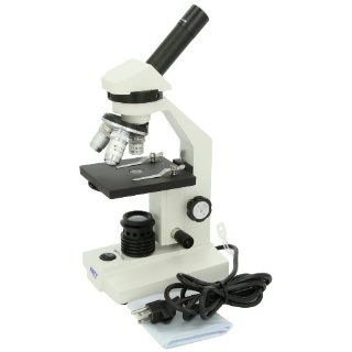 Frey Scientific Student Microscope, Monocular Head, 4X, 10X, 40XR Objectives, Incandescent Illumination