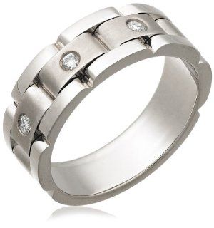 Men's 14k White Gold 8mm Diamond Band (1/4 cttw, I Color, I2 Clarity), Size 10 Jewelry