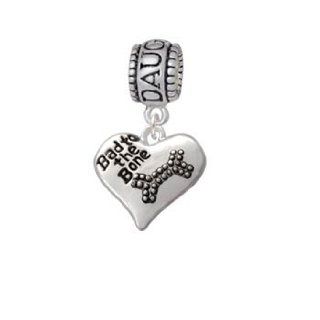 Antiqued Bad to the Bone Heart Daughter Charm Bead Delight Jewelry Jewelry