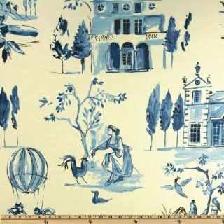 Home Accents Villa Toile Colony Blue Fabric By The YD