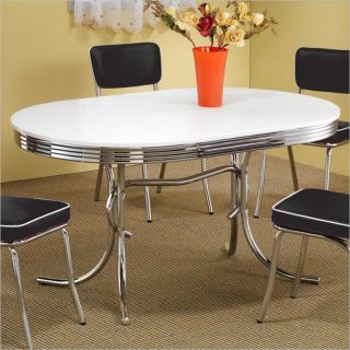 Coaster Cleveland Chrome Plated Oval Dining Table with White Top   2065
