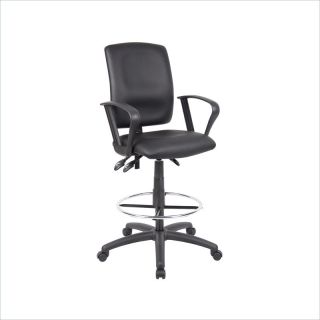 Boss Office Multi Function Leather Drafting Stool with Loop Arms   B1647