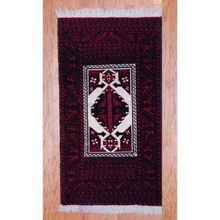 Persian Hand knotted Tribal Balouchi Ivory/ Red Wool Rug (3' x 5'2) 3x5   4x6 Rugs