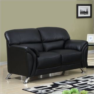 Global Furniture USA 9103 PVC Loveseat in Black/Chrome Legs   U9103 BL L(M)