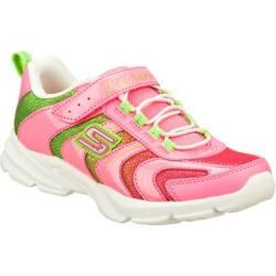 Girls' Skechers Lite Curvez Pink/Green Skechers Slip ons