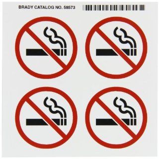 Brady 58573 Right To Know Pictogram Labels , Red/Black On White,  2 1/4" Width x 2 1/4" Height,  Pictogram "No Smoking" (4 Per Card,  1 Card per Package)