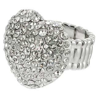 Journee Collection Stainless Steel Czech Crystal Heart Stretch Ring Journee Collection Fashion Rings