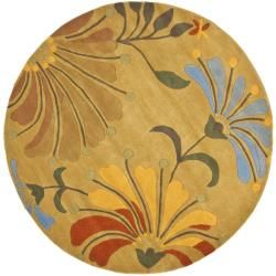 Handmade Soho Gold/ Multi New Zealand Wool Rug (6' Round) Safavieh Round/Oval/Square