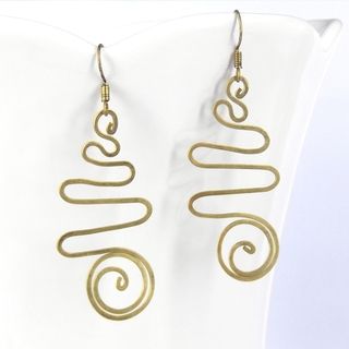 Spiral Illusion Brass Dangle Handmade Earrings (Thailand) Earrings