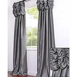 Ruched Header Platinum Faux Silk Taffeta 120 inch Curtain Panel EFF Curtains