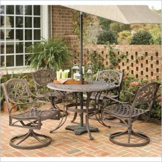 Home Styles Biscayne 5PC 42" Round Outdoor Dining Set in Bronze Rust   5555 305