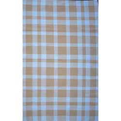 Handmade Alexa Checkered Collection Beige Cotton Rag Rug (6' x 9') Nuloom 5x8   6x9 Rugs