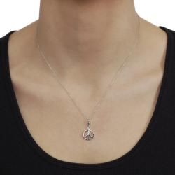 Sterling Silver Diamond Accent Peace Sign Necklace Tressa Diamond Necklaces