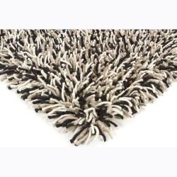 Handwoven Ivory/Black/Beige Mandara New Zealand Wool Shag Rug (7'9 x 10'6) Mandara 7x9   10x14 Rugs