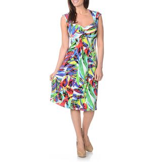 London Times Women's Printed Fit and Flare Jersey Dress London Times Casual Dresses