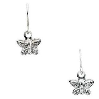14K White Gold Youth Butterfly Shep Hook Earring Reeve and Knight Jewelry