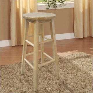 Linon 29 Inch Barstool with Round Seat in Natural   98101NAT 01 KD