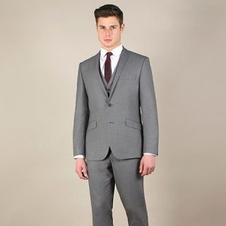 Occasions Grey plain weave slim fit 2 button jacket