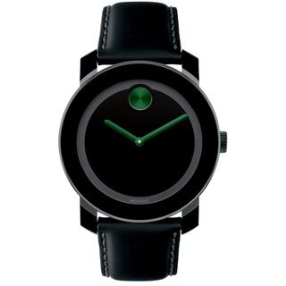 Movado Bold 3600185 Black/ Green Leather Watch Movado Men's Movado Watches