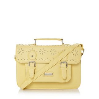 Red Herring Pale yellow cut out satchel bag