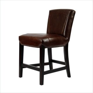 Safavieh Ken Beech Wood Leather Counter Stool in Brown   HUD8202A