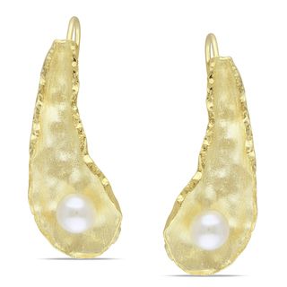 Miadora 18k Gold Plated Silver White Pearl Hook Earrings Miadora Pearl Earrings